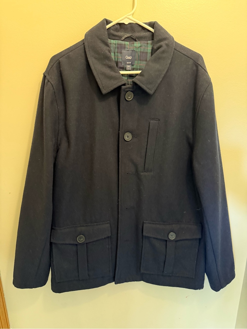 Gap Men's Navy Wool Blend Button-Front Jacket